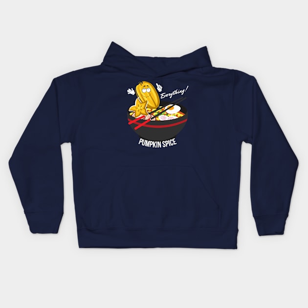 Pumpkin Spice Ramen Noodles Kids Hoodie by Graphica01